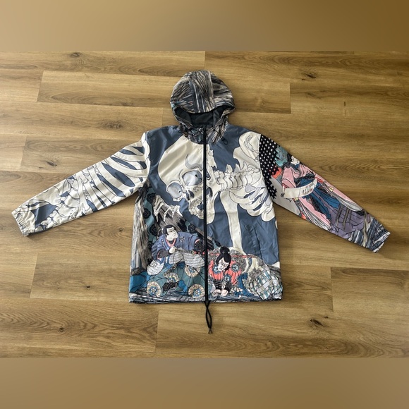 Rebel Vengeance Japanese Skeleton Samurai Windbreaker Jacket, Rare, XXL - NWT - Picture 9 of 11